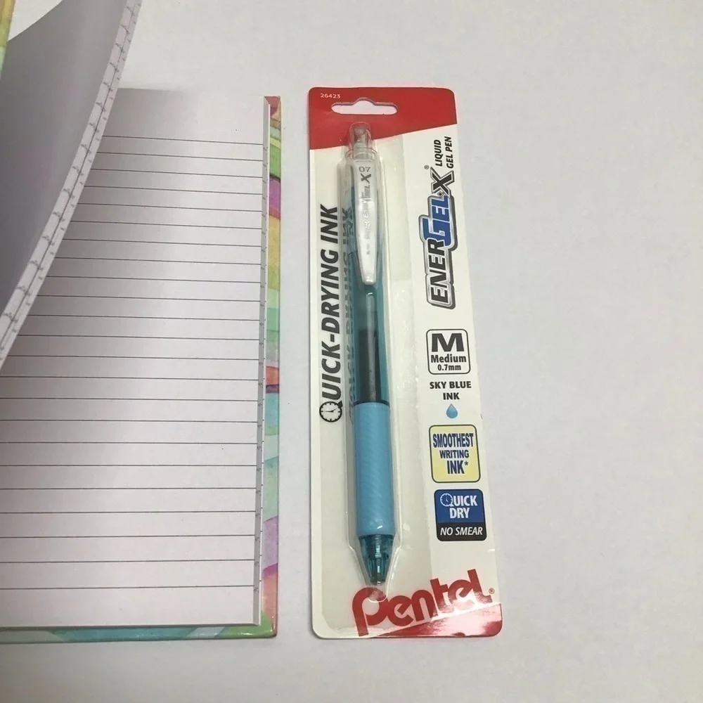 Think Less, Do More Journal Diary Blue Gel Pen Set 60 Ruled Pages Notebook NEW